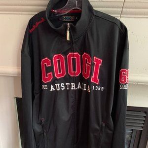 Coogi Australia Jacket Mens 2X Black Zip Embroidered Logo Athletic Wear Vintage
